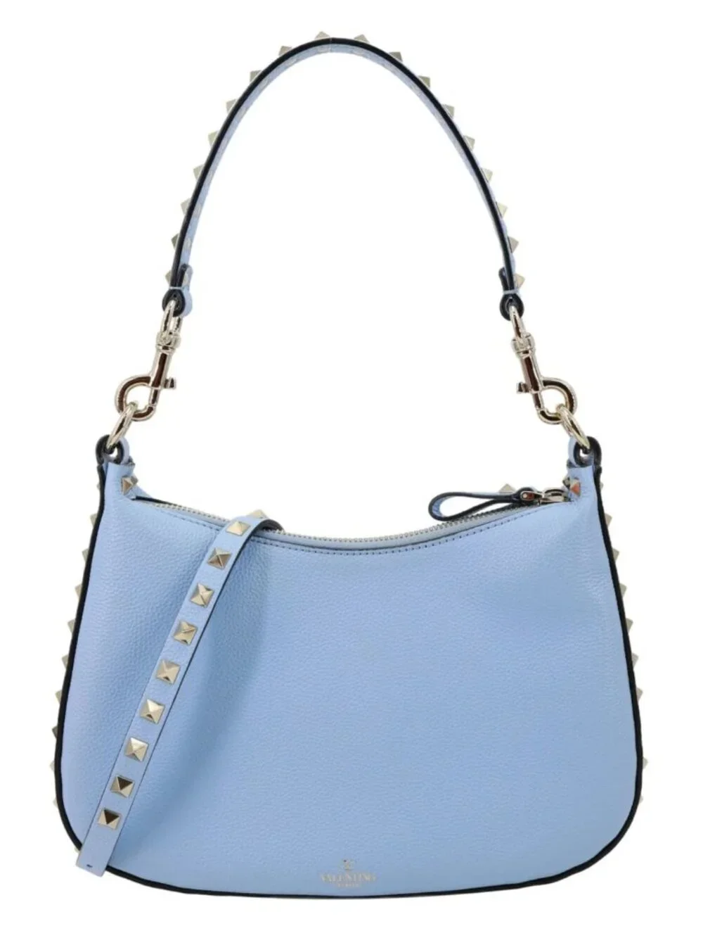 Valentino Garavani Rockstud Leather Hobo Bag Blue